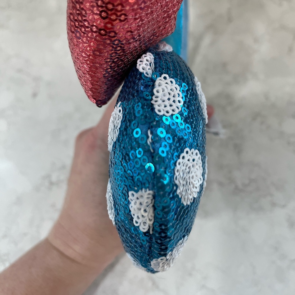 Disney Parks Classic Minnie Ear Sequin Headband Blue Polka Dot Red Bow and Daisy - Picture 8 of 16